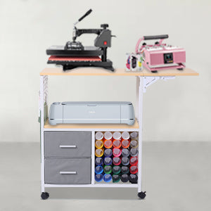 Tidyarmario Organization and Storage Cart Compatible with Cricut Machines,Rolling Craft Storage Vinyl Holders and Drawer, Crafting Desk with Storage for Craft Room