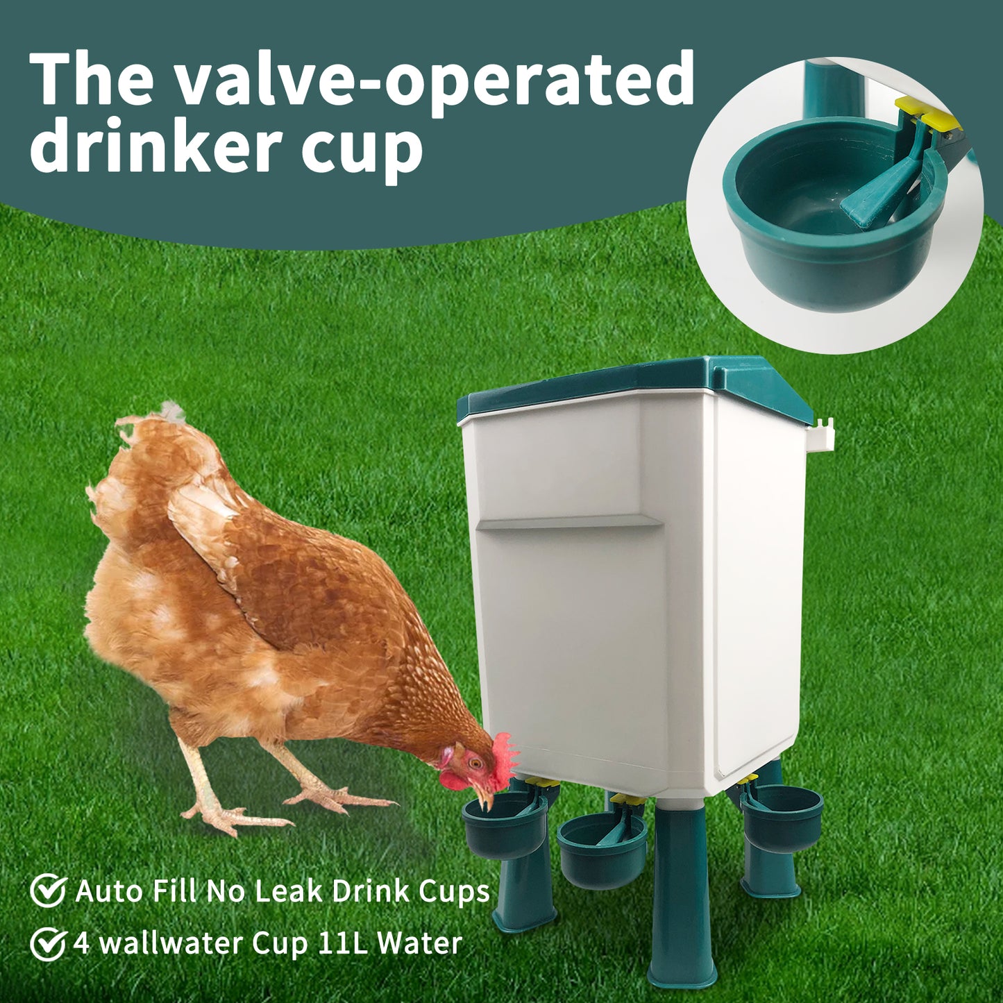 Automatic Chicken Feeders and Waterer Set Hanging Chicken Feeder 3 Gallon / 26 Pounds Chicken Water Feeder, Chicken Water Dispenser, Poultry Feeder, Large Chicken Feeders