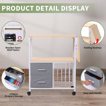 Tidyarmario Organization and Storage Cart Compatible with Cricut Machines，Rolling Craft Storage Vinyl Holders and Drawer, Crafting Desk with Storage for Craft Room