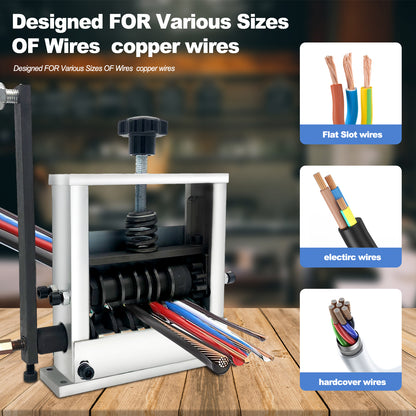 Wire Stripper Machine Upgraded Drill Powered and Hand Crank Steel Pressure Stripping Roller Scrap Cable Stripping Machine with 8 Channels & 6 Carbide Blade, with Extra Replacement Blade