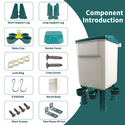 Automatic Chicken Feeders and Waterer Set Hanging Chicken Feeder 3 Gallon / 26 Pounds Chicken Water Feeder, Chicken Water Dispenser, Poultry Feeder, Large Chicken Feeders