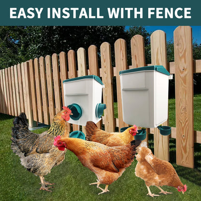 Automatic Chicken Feeders and Waterer Set Hanging Chicken Feeder 3 Gallon / 26 Pounds Chicken Water Feeder, Chicken Water Dispenser, Poultry Feeder, Large Chicken Feeders